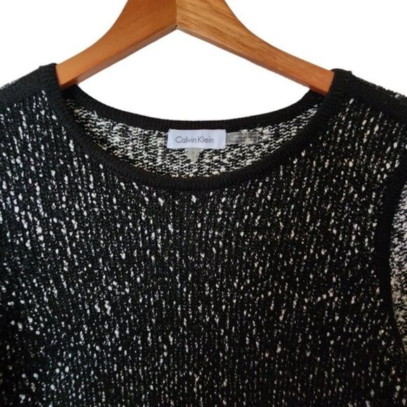 Calvin Klein Black & White Knit Sweater Tweed Color Block‎ size S Small - Picture 4 of 11